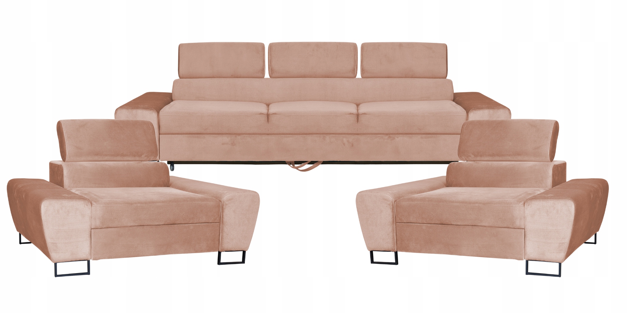 Zestaw mebli wypoczynkowych salonu Bosso Sofa 3os fotele beż