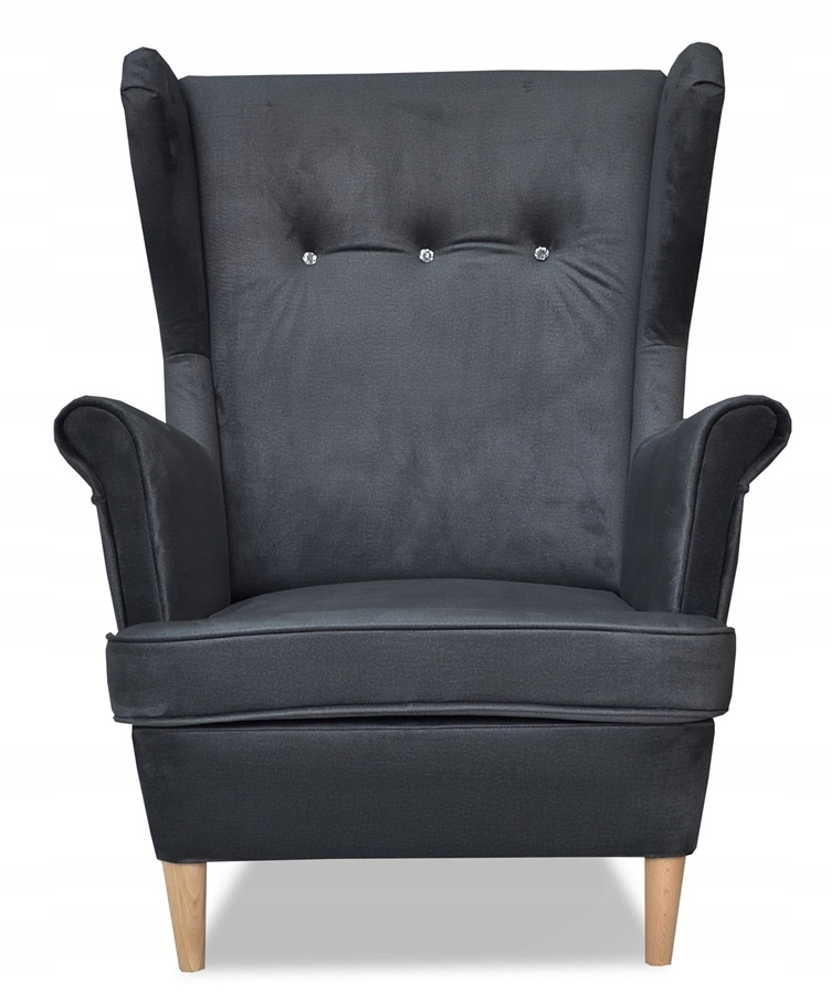 Fotel uszak ARI z podnóżkiem skandynawski  grafit hydrofob