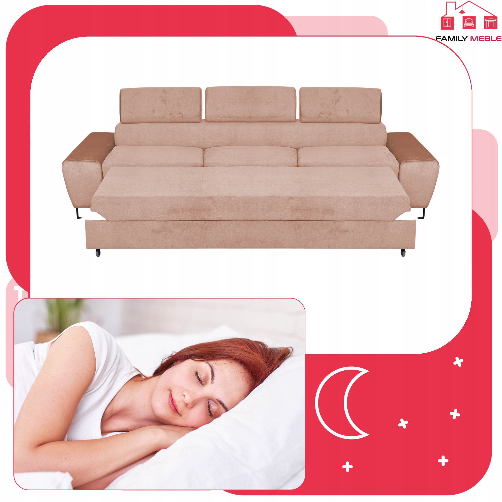 Zestaw mebli wypoczynkowych salonu Bosso Sofa 3os fotele beż