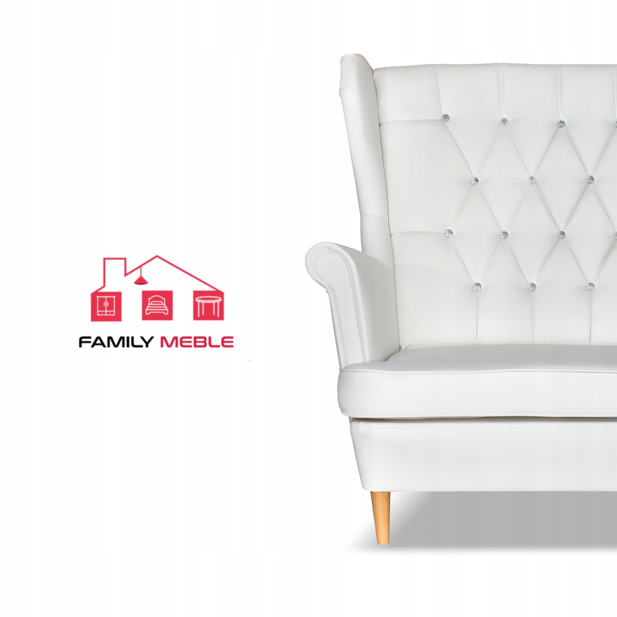 Sofa kanapa uszak Gaja ekoskóra skandynawska biała