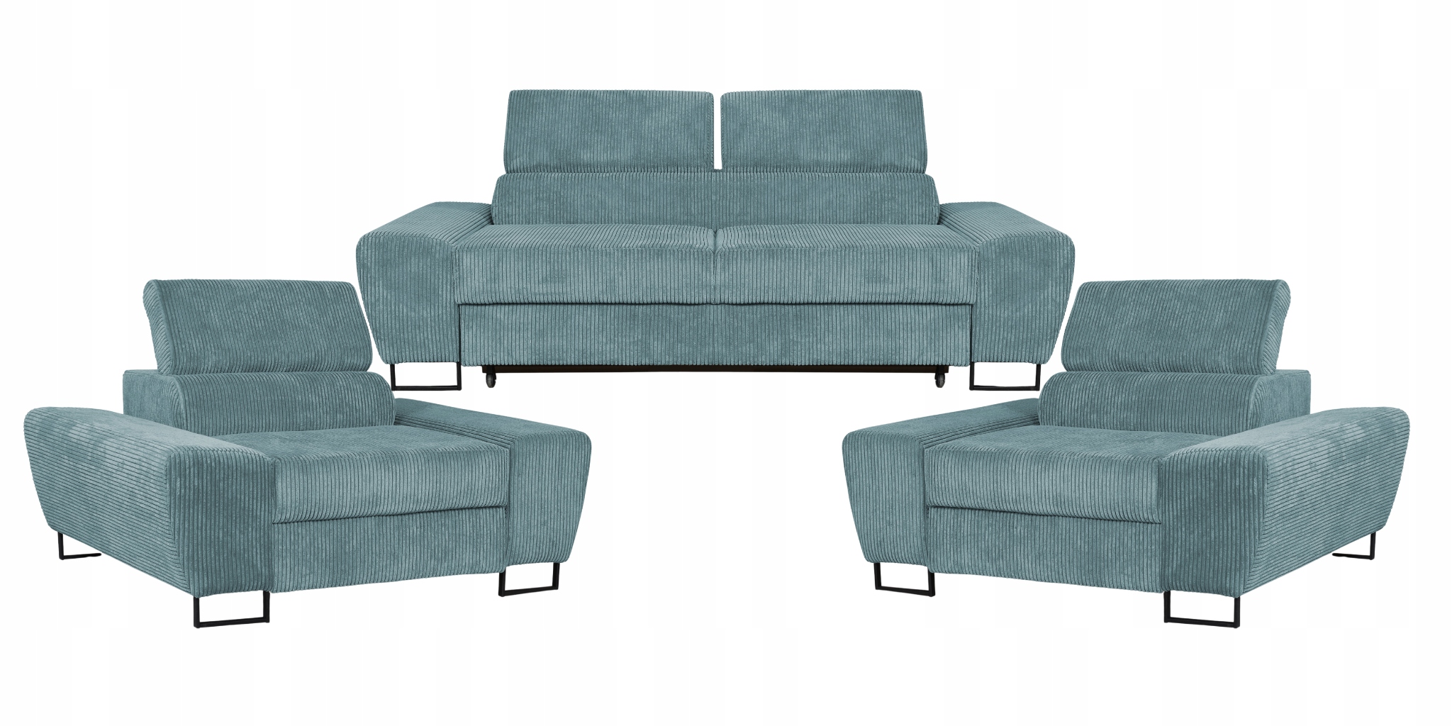 Zestaw mebli wypoczynkowych Savio Sofa 2os fotele j. zieleń