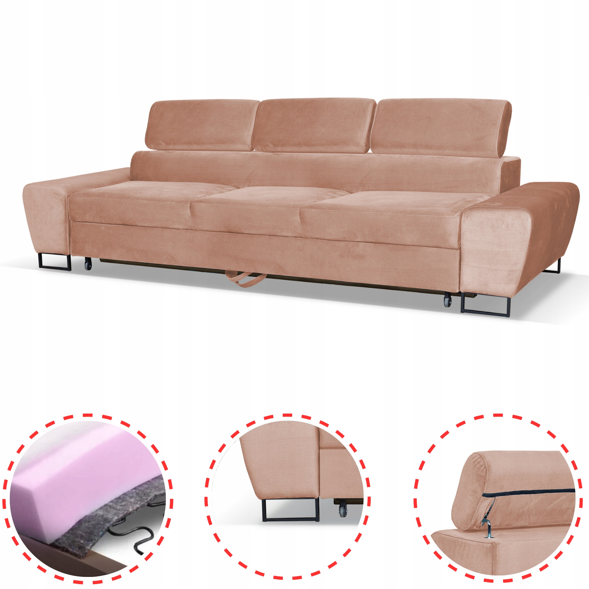 Zestaw mebli wypoczynkowych salonu Bosso Sofa 3os fotele beż