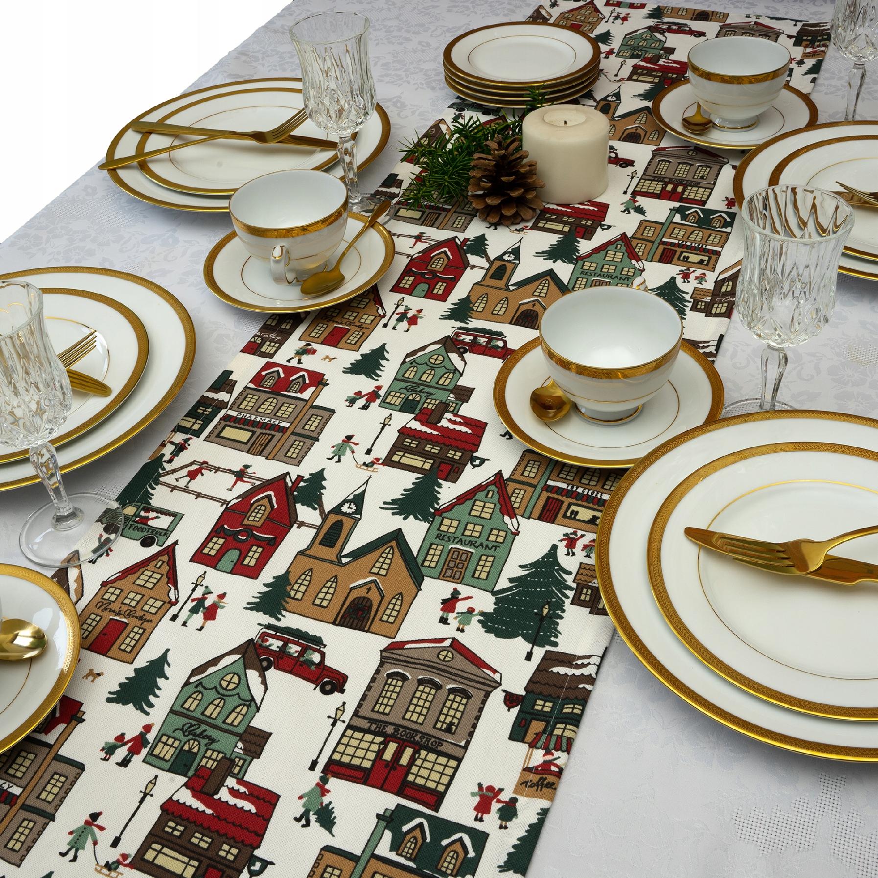 Bieżnik świąteczny 120cm Zimowy Dekoracyjny Ozdobny na stół 1,2m