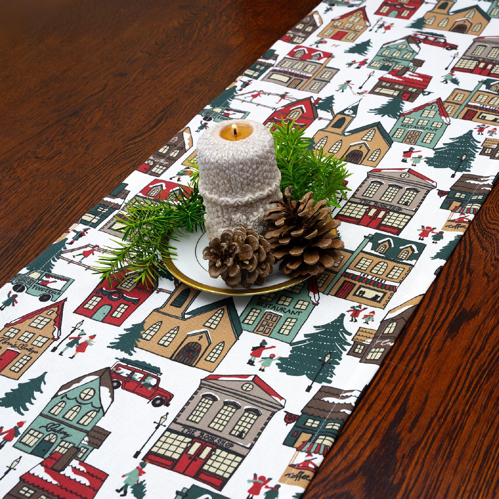 Bieżnik 220cm Świąteczny Zimowy Dekoracyjny Ozdobny na stół 2,2m Długi