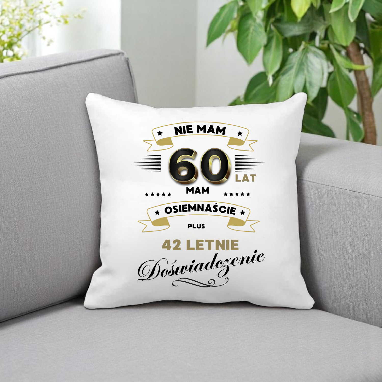 ZESTAW PODUSZKA I PIĘKNY KUBEK ORYGINALNY PREZENT 60 LAT NA URODZINY