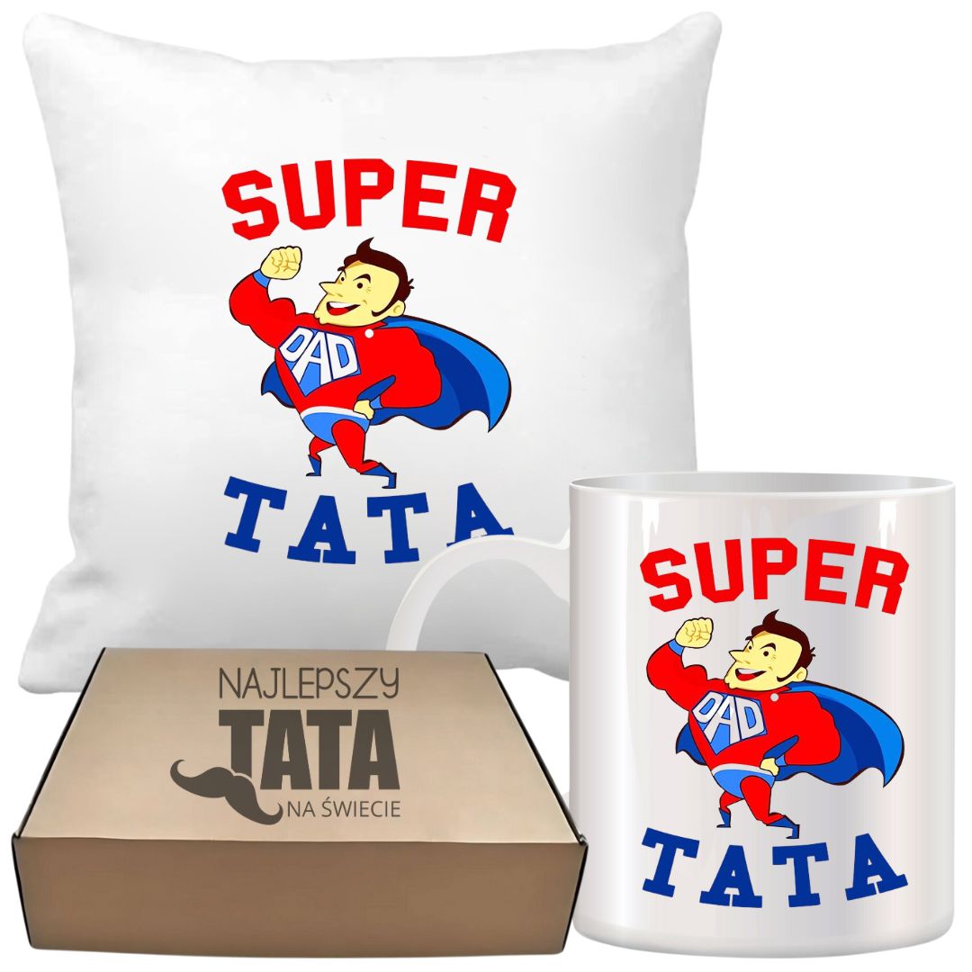 ZESTAW PODUSZKA I KUBEK ORYGINALNY PREZENT DLA TATY TEŚCIA DZIEŃ OJCA TATA