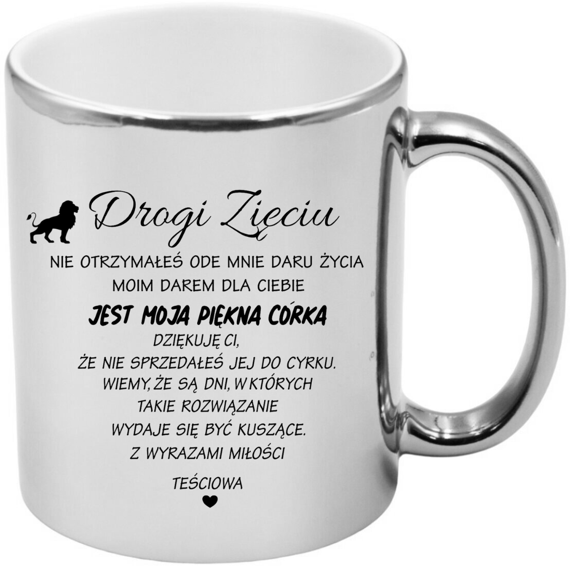 KUBEK SREBRNY PREMIUM DLA ZIĘCIA URODZINY IMIENINY ŚMIESZNY PREZENT