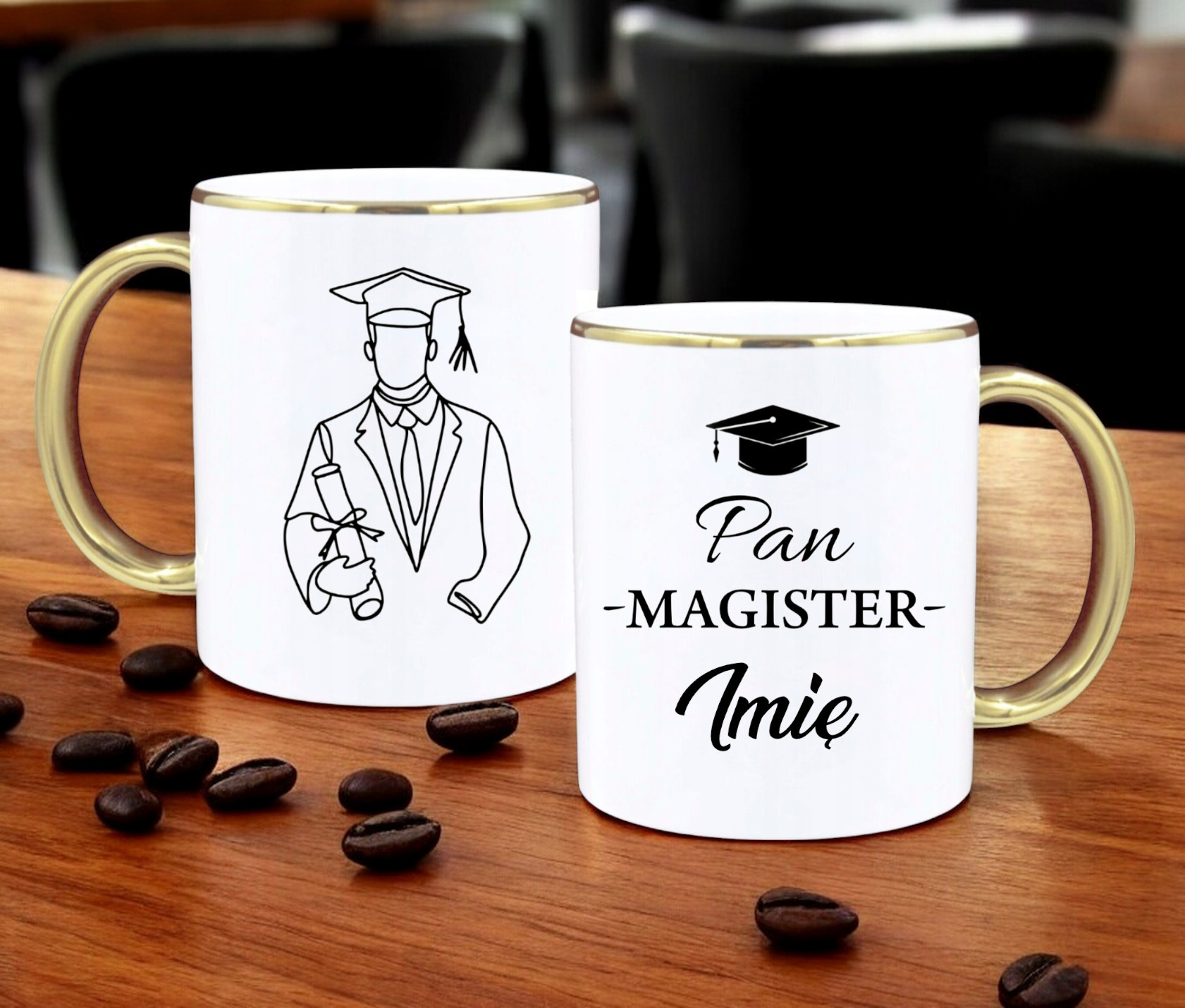 KUBEK PREMIUM Z NADRUKIEM PREZENT PAN MAGISTER IMIĘ ORYGINALNY UPOMINEK