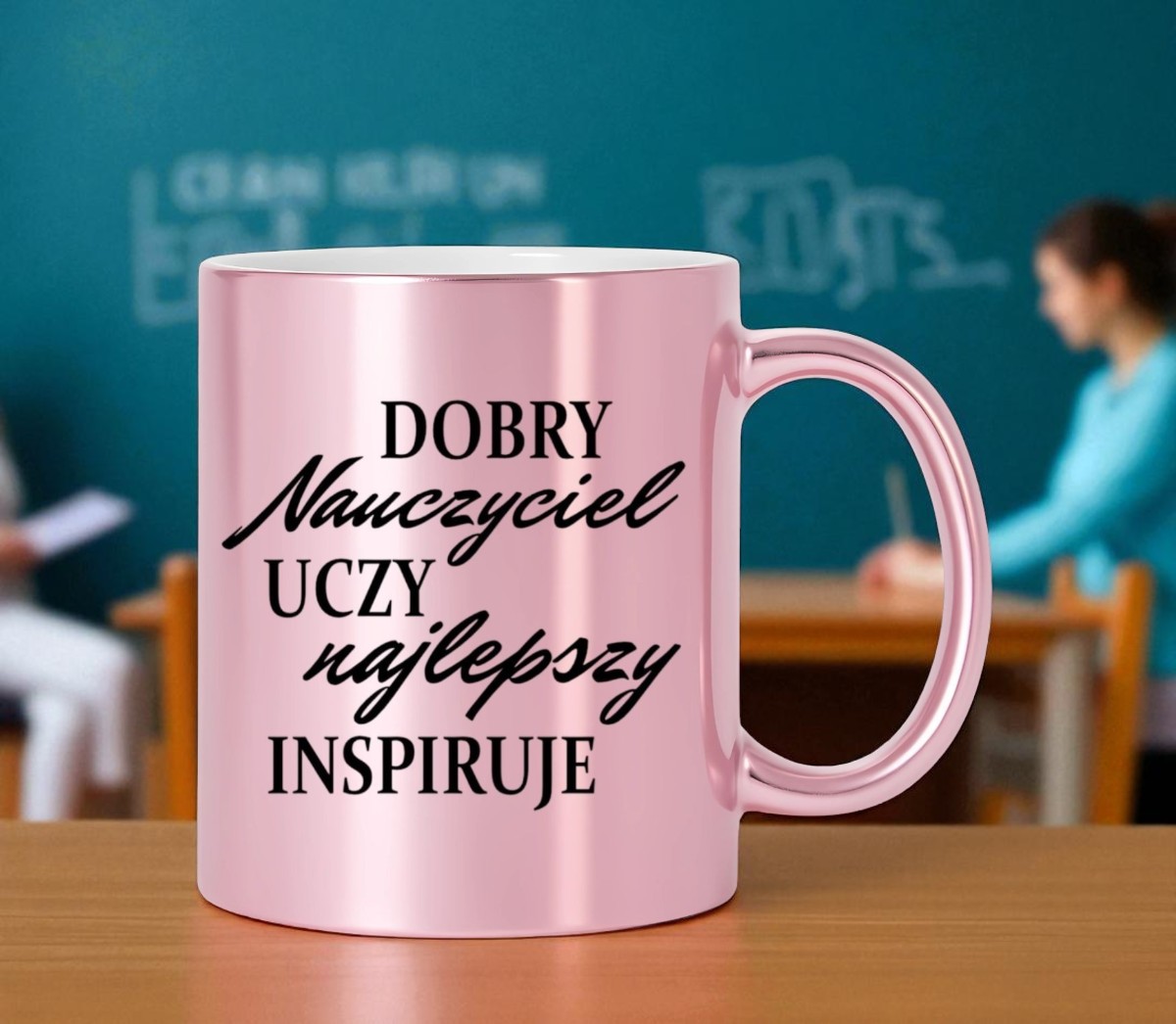 KUBEK RÓŻOWY Z TWOIM NADRUKIEM TEKSTEM GRAFIKĄ LOGO PREZENT REKLAMA