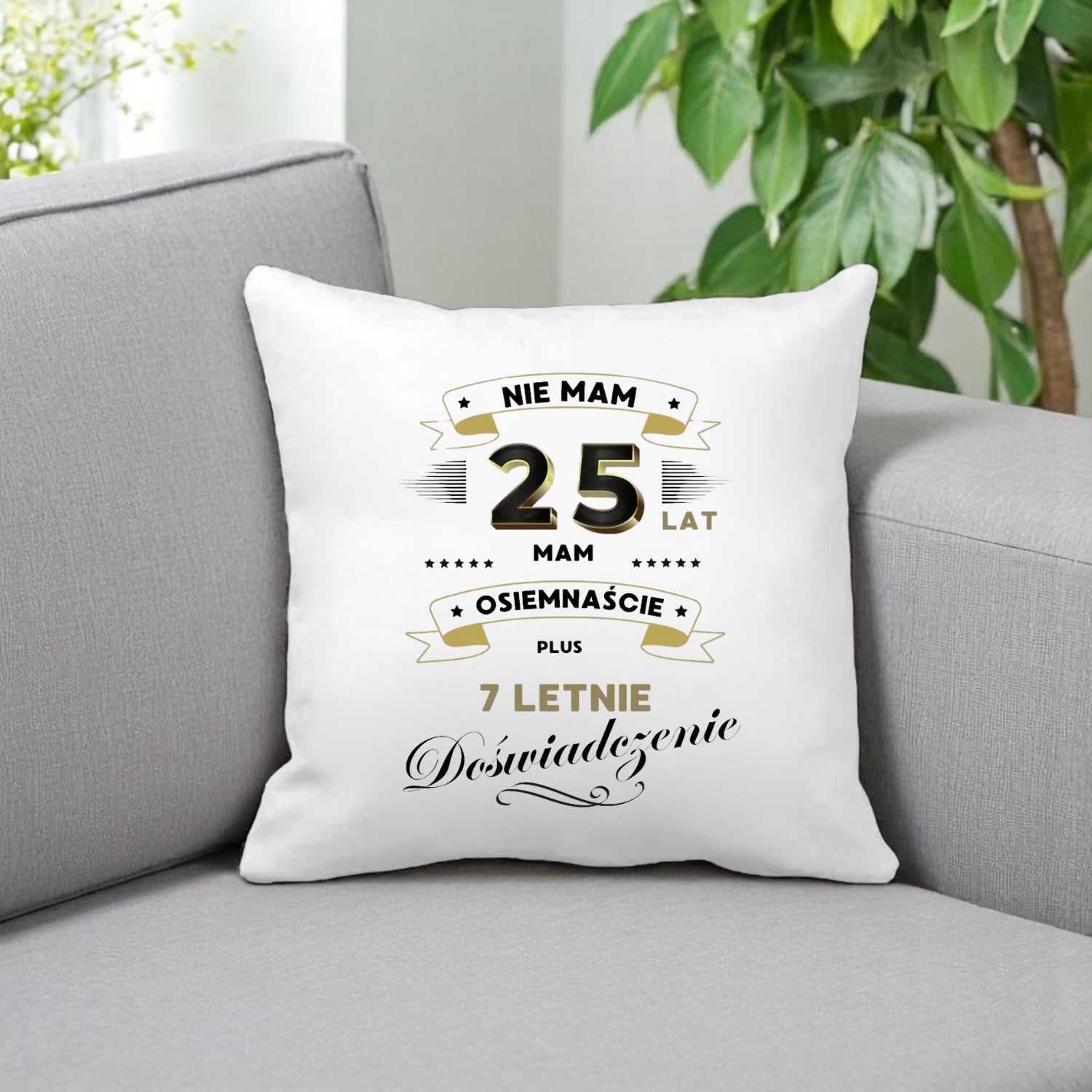 ZESTAW PODUSZKA I PIĘKNY KUBEK ORYGINALNY PREZENT 25 LAT NA URODZINY