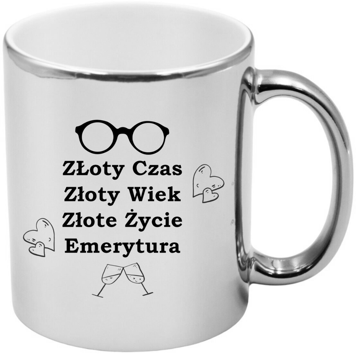 KUBEK SREBRNY PREZENT DLA EMERYTA EMERYTKI POŻEGNANIE W PRACY URODZINY