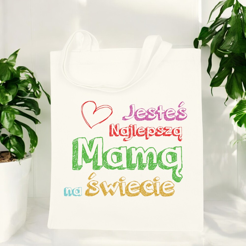 TORBA BAWEŁNIANA PREMIUM NA ZAKUPY Z NADRUKIEM PREZENT DLA MAMY WZORY