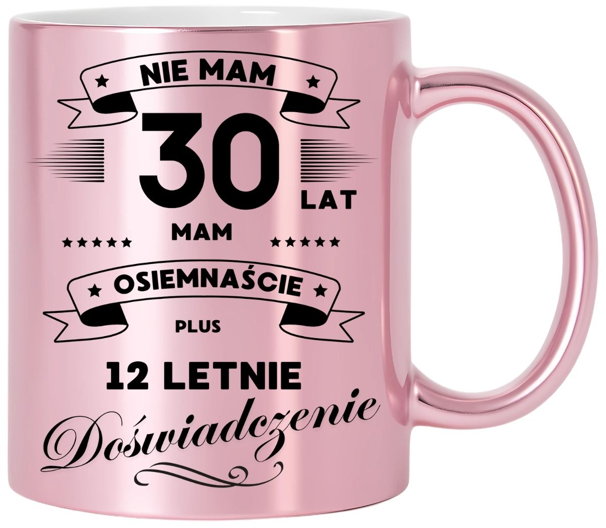 KUBEK RÓŻOWY METALIK PREMIUM PREZENT NA 30 URODZINY ORYGINALNY UPOMINEK