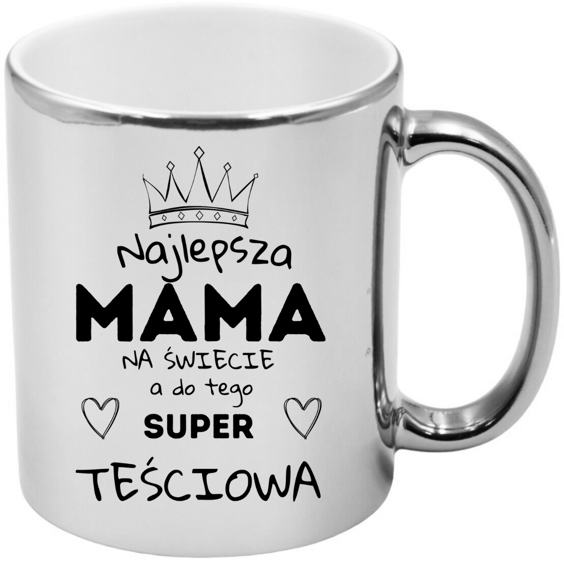 KUBEK SREBRNY PREMIUM Z NADRUKIEM DLA MAMY TEŚCIOWEJ PREZENT DZIEŃ MATKI