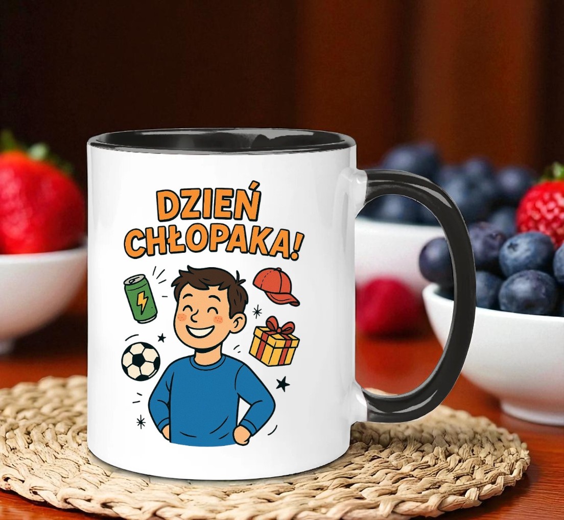 Kubek z nadrukiem prezent Dzień CHŁOPAKA dla kolegi chłopca urodziny wzory