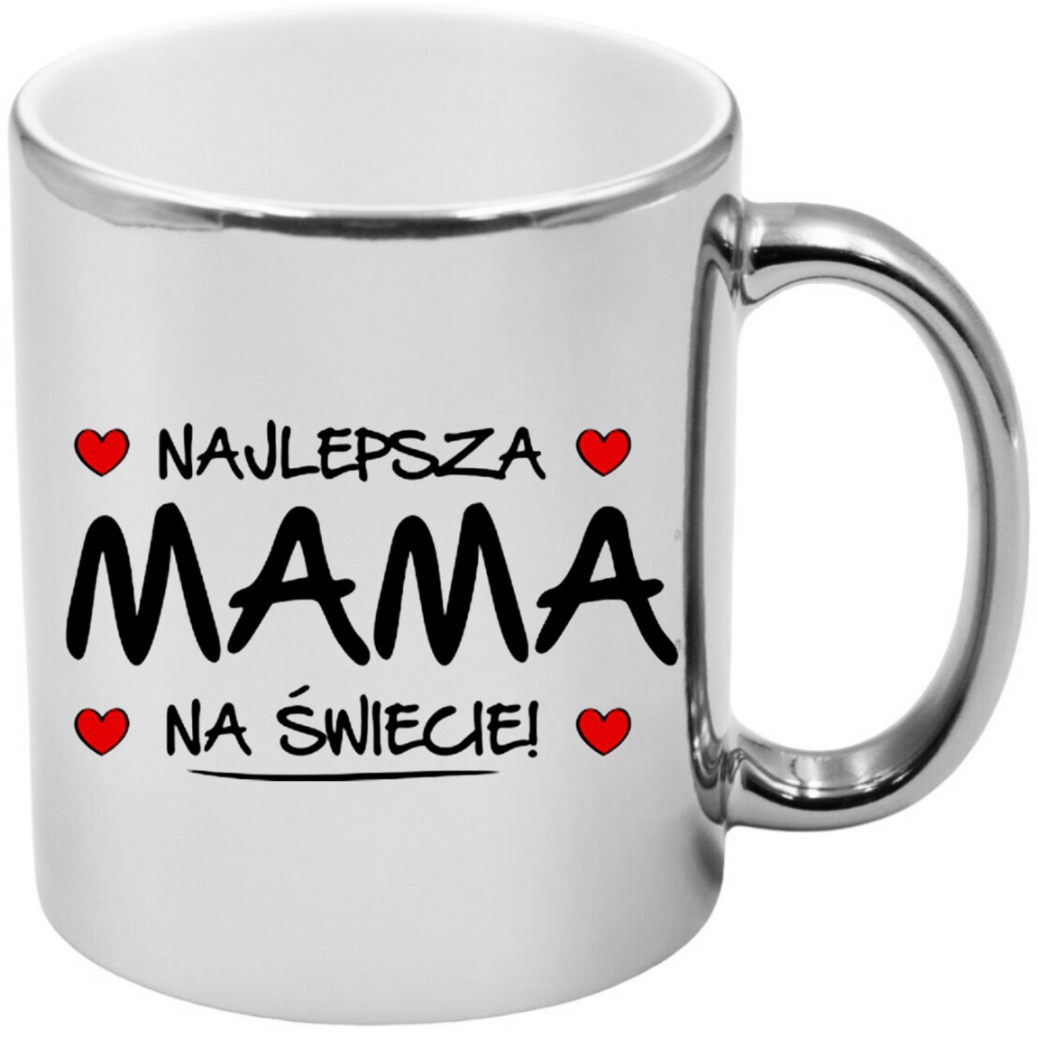 KUBEK SREBRNY PREMIUM Z NADRUKIEM DLA MAMY PREZENT DZIEŃ MATKI