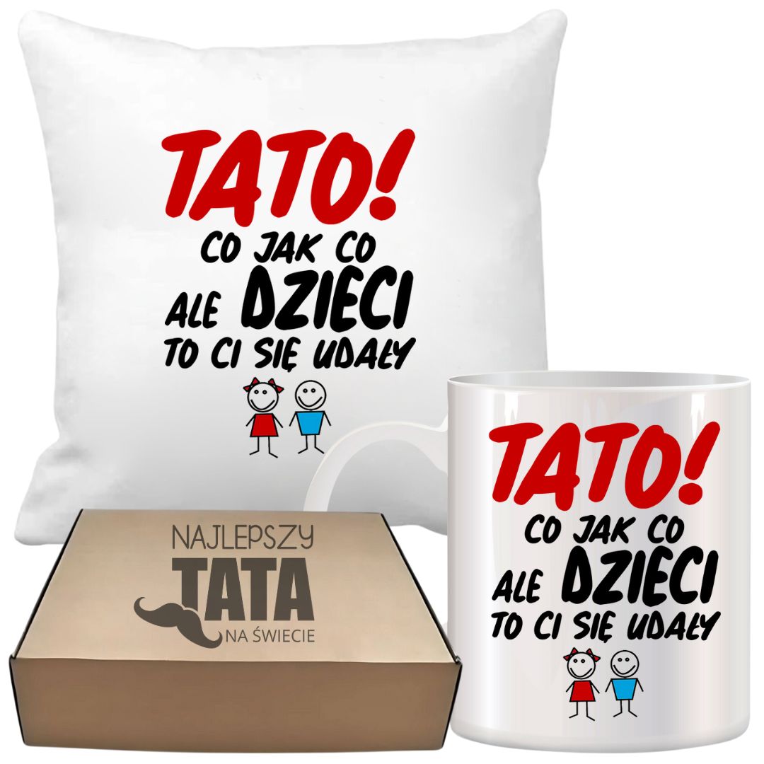 ZESTAW PODUSZKA I KUBEK ORYGINALNY PREZENT DLA TATY TEŚCIA DZIEŃ OJCA TATA