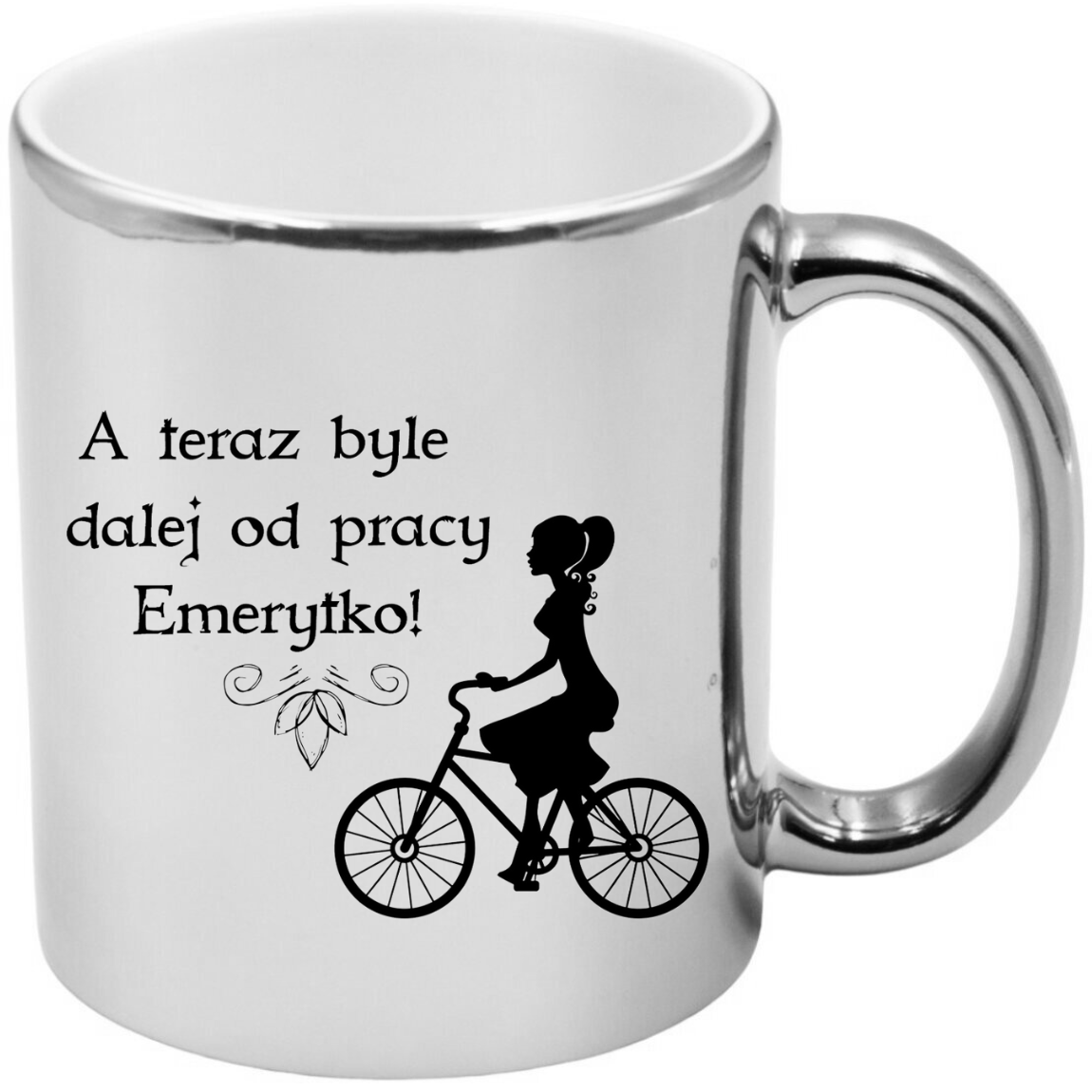 KUBEK SREBRNY PREZENT DLA EMERYTA EMERYTKI POŻEGNANIE W PRACY URODZINY