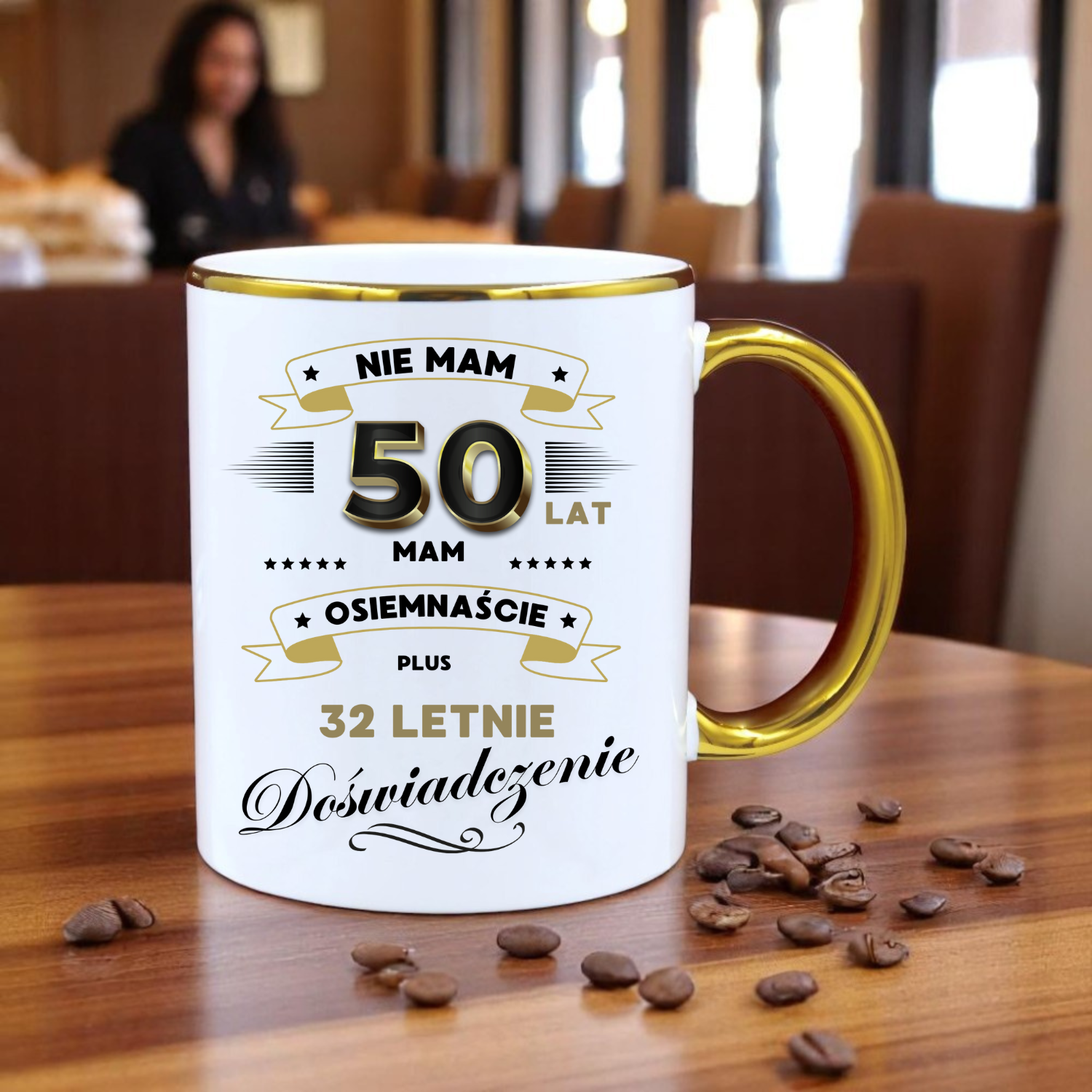 ZESTAW PODUSZKA I PIĘKNY KUBEK ORYGINALNY PREZENT 50 LAT NA URODZINY