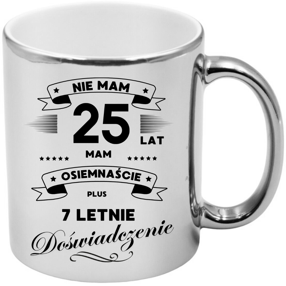 KUBEK SREBRNY PREMIUM PREZENT NA 25 URODZINY ORYGINALNY UPOMINEK