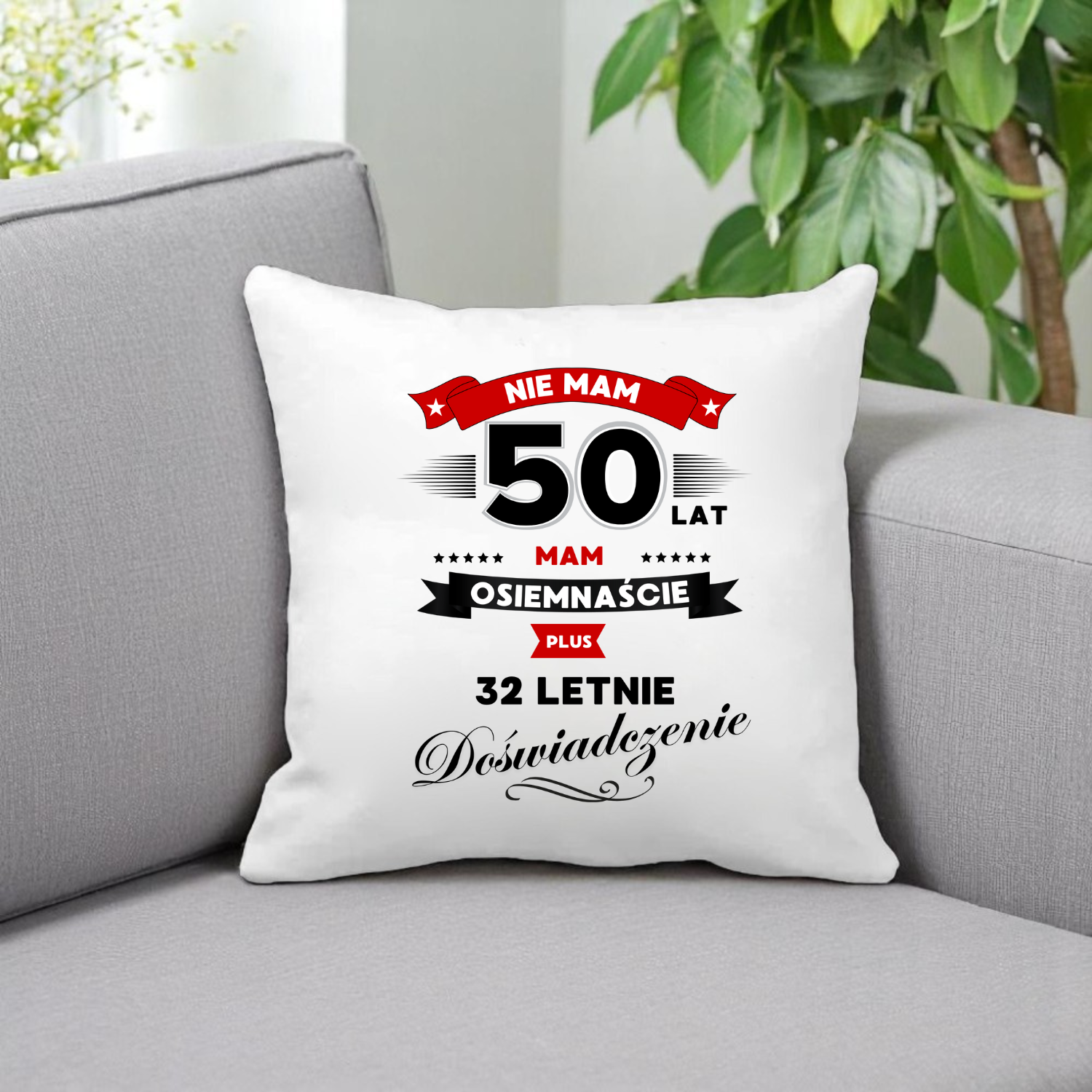 ZESTAW PODUSZKA I KUBEK ORYGINALNY PREZENT 50 LAT NA URODZINY