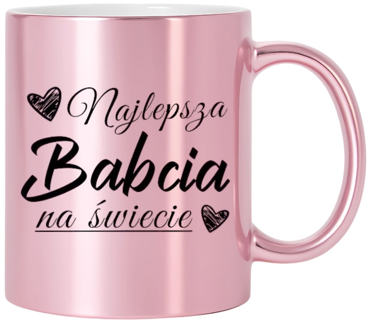 KUBEK RÓŻOWY PREMIUM Z NADRUKIEM BABCIA PREZENT DLA BABCI URODZINY IMIENINY