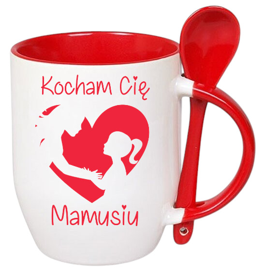 KUBEK Z ŁYŻECZKĄ PREZENT NA DZIEŃ MATKI URODZINY DLA MAMY TEŚCIOWEJ WZORY