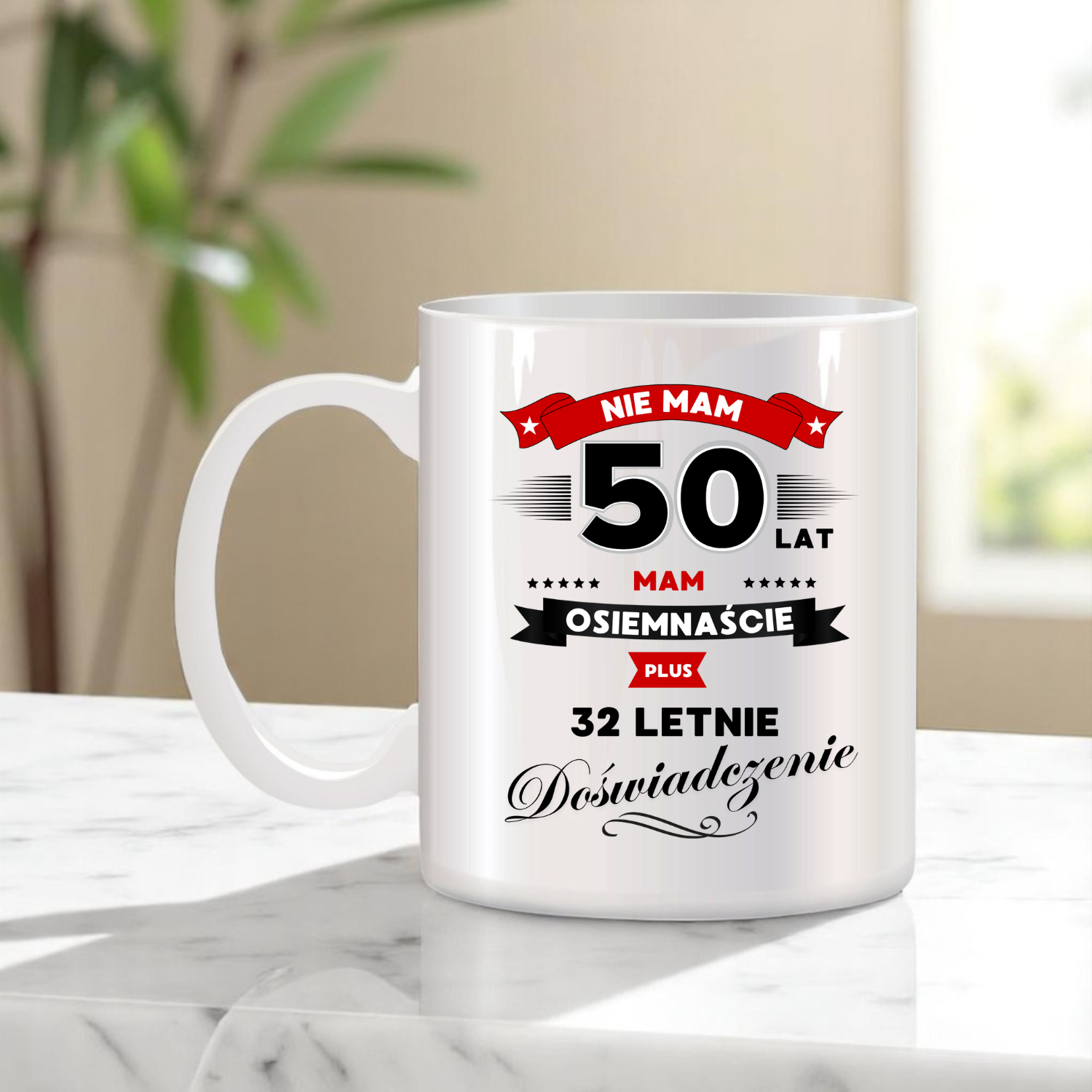 ZESTAW PODUSZKA I KUBEK ORYGINALNY PREZENT 50 LAT NA URODZINY