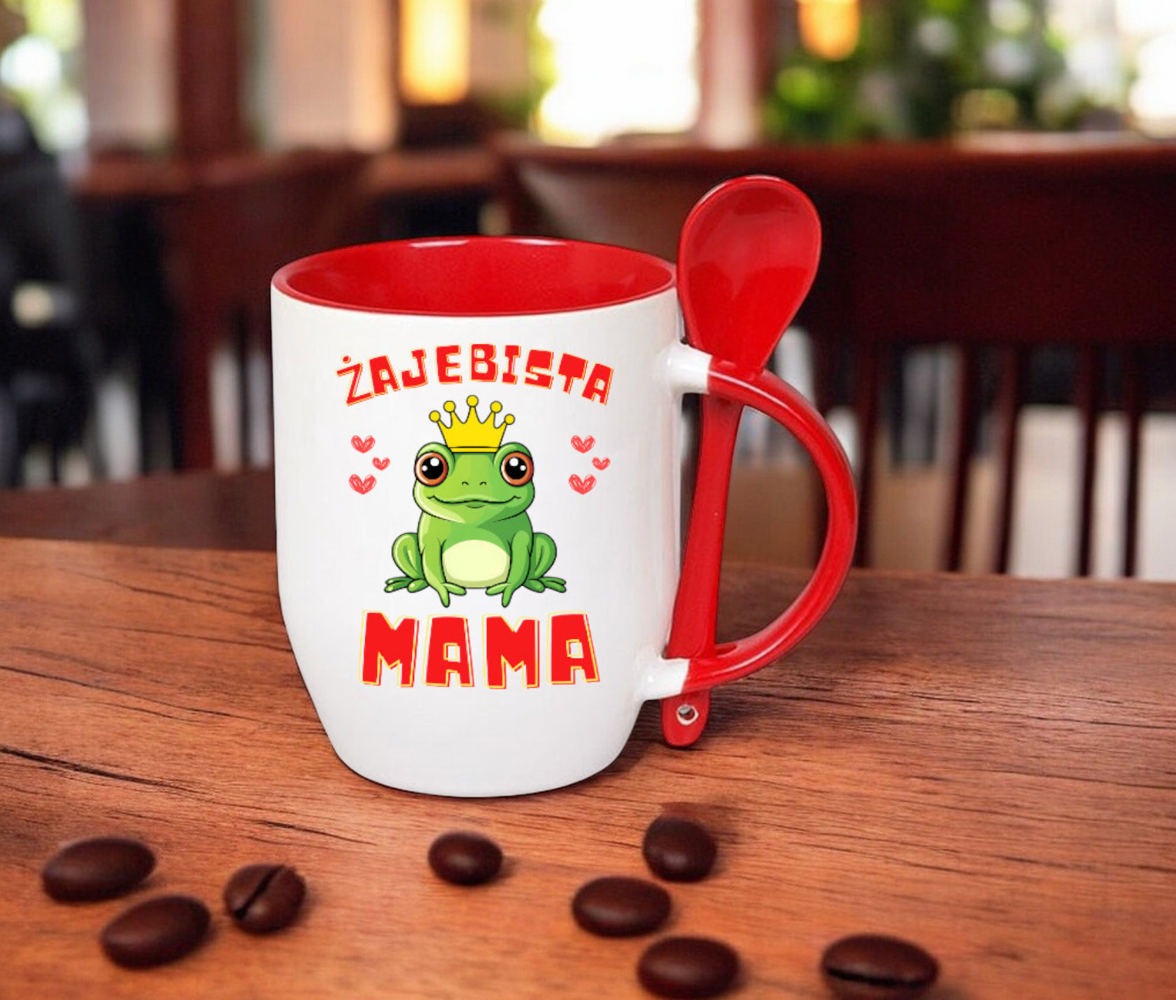 KUBEK Z ŁYŻECZKĄ PREZENT NA DZIEŃ MATKI URODZINY DLA MAMY TEŚCIOWEJ WZORY