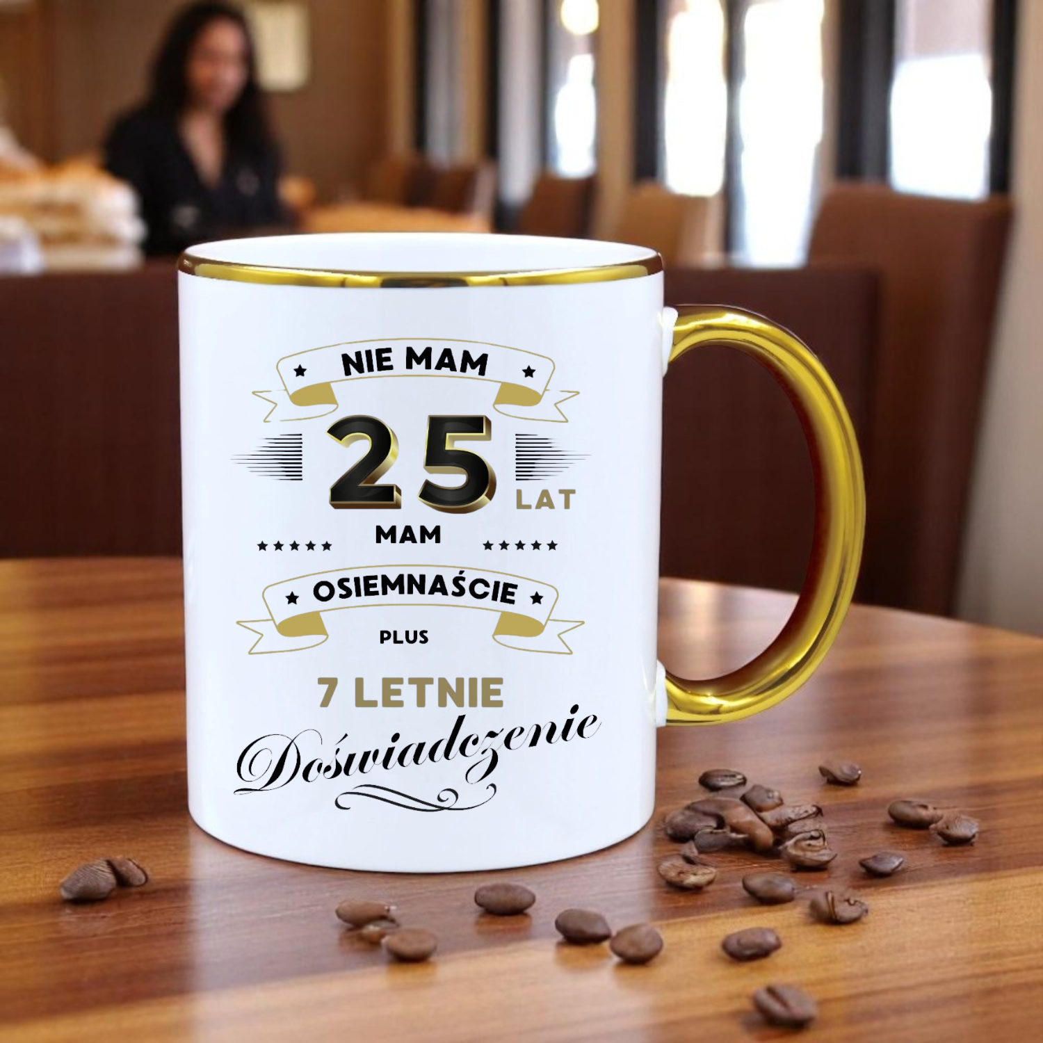 ZESTAW PODUSZKA I PIĘKNY KUBEK ORYGINALNY PREZENT 25 LAT NA URODZINY