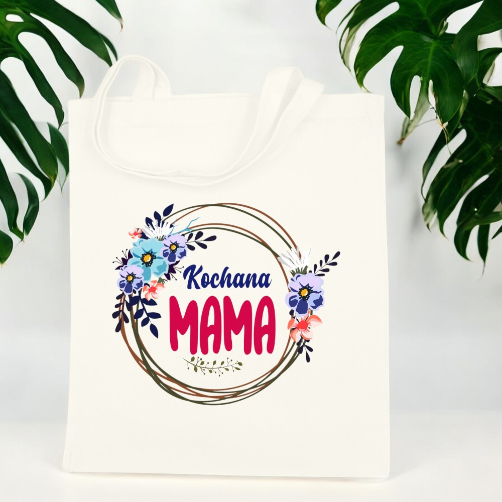 TORBA BAWEŁNIANA PREMIUM NA ZAKUPY Z NADRUKIEM PREZENT DLA MAMY WZORY