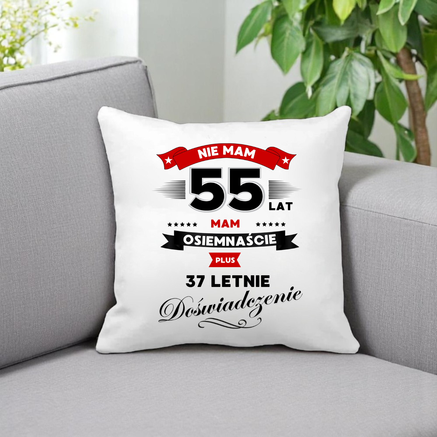 ZESTAW PODUSZKA I KUBEK ORYGINALNY PREZENT 55 LAT NA URODZINY