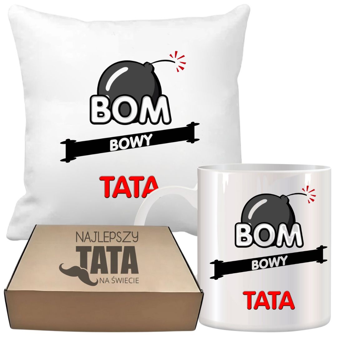 ZESTAW PODUSZKA I KUBEK ORYGINALNY PREZENT DLA TATY TEŚCIA DZIEŃ OJCA TATA