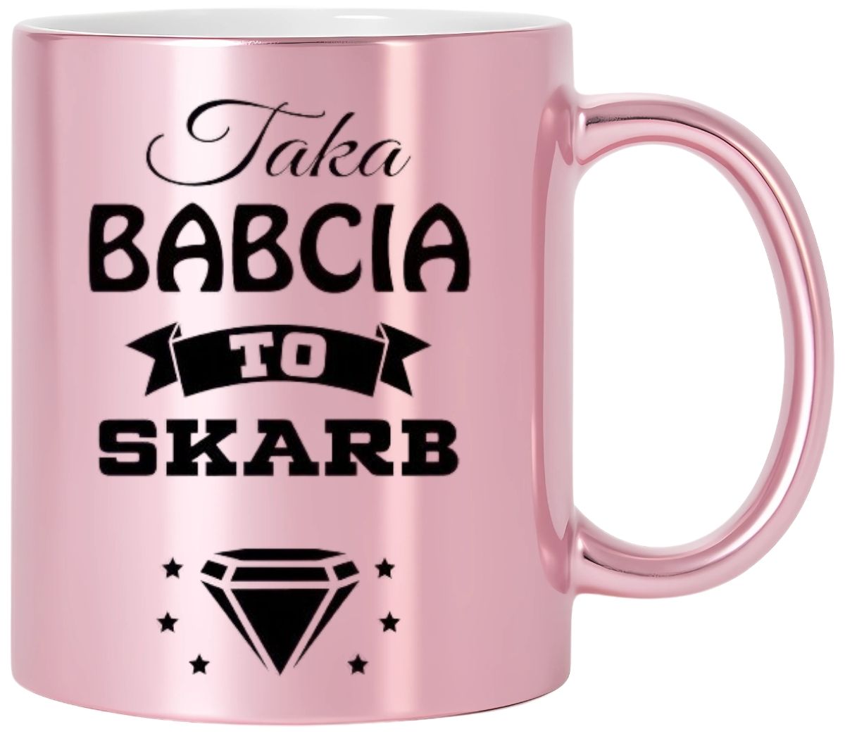 KUBEK RÓŻOWY PREMIUM Z NADRUKIEM BABCIA PREZENT DLA BABCI URODZINY IMIENINY