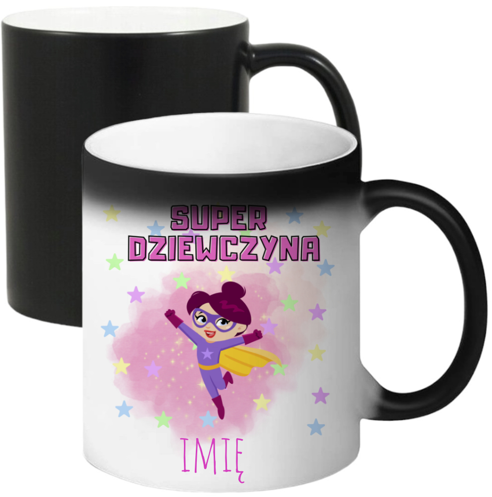 KUBEK MAGICZNY Z NADRUKIEM PREZENT DLA DZIEWCZYNY ŻONY DZIEŃ KOBIET IMIĘ