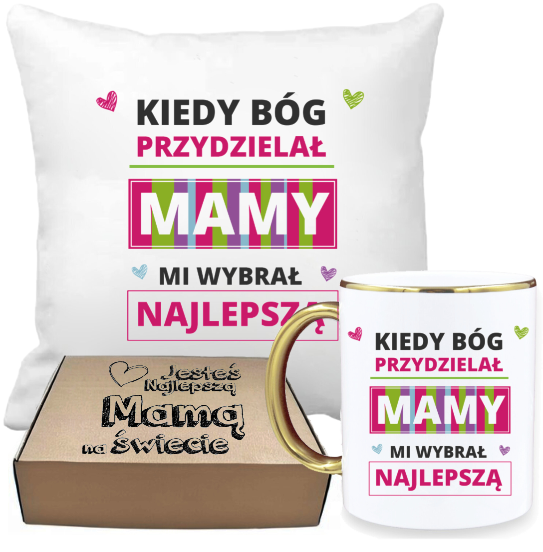 ZESTAW PREZENTOWY PODUSZKA I PIĘKNY KUBEK DLA MAMY DZIEŃ MATKI URODZINY