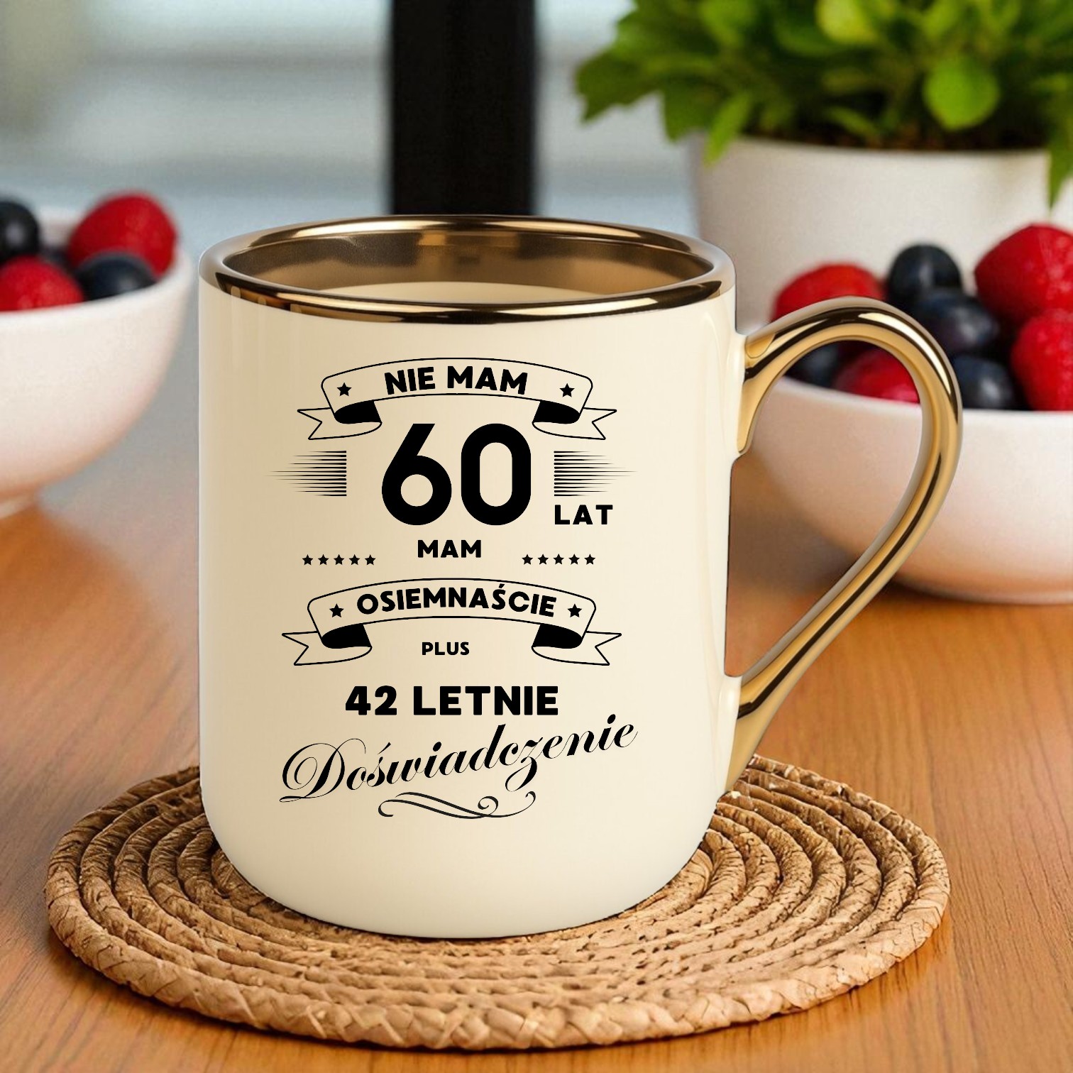 Kubek PREMIUM prezent na URODZINY 60 LAT oryginalny upominek z dedykacją