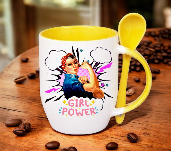 KUBEK Z ŁYŻECZKĄ PREZENT DZIEŃ KOBIET DLA KOLEŻANKI DZIEWCZYNY MAMY WZORY