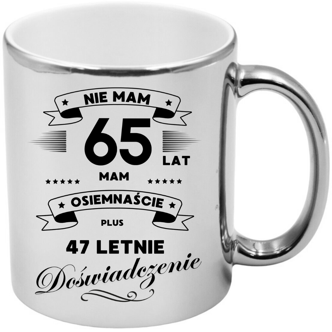 KUBEK SREBRNY PREMIUM PREZENT NA 65 URODZINY ORYGINALNY UPOMINEK