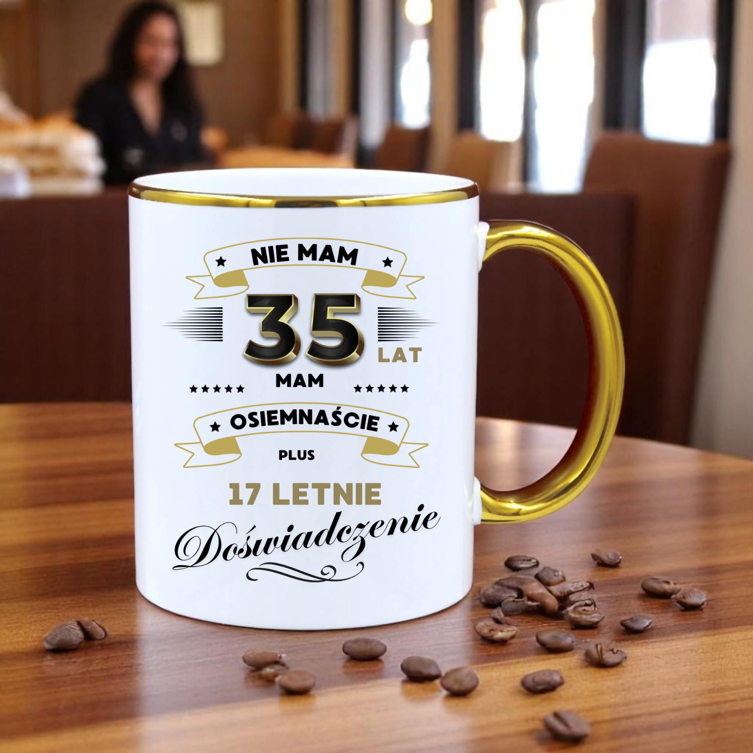 ZESTAW PODUSZKA I PIĘKNY KUBEK ORYGINALNY PREZENT 35 LAT NA URODZINY