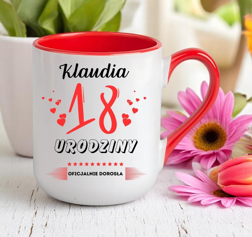 KUBEK PREZENT NA 18 URODZINY DZIEWCZYNY KOLEŻANKI Z DOWOLNYM IMIENIEM