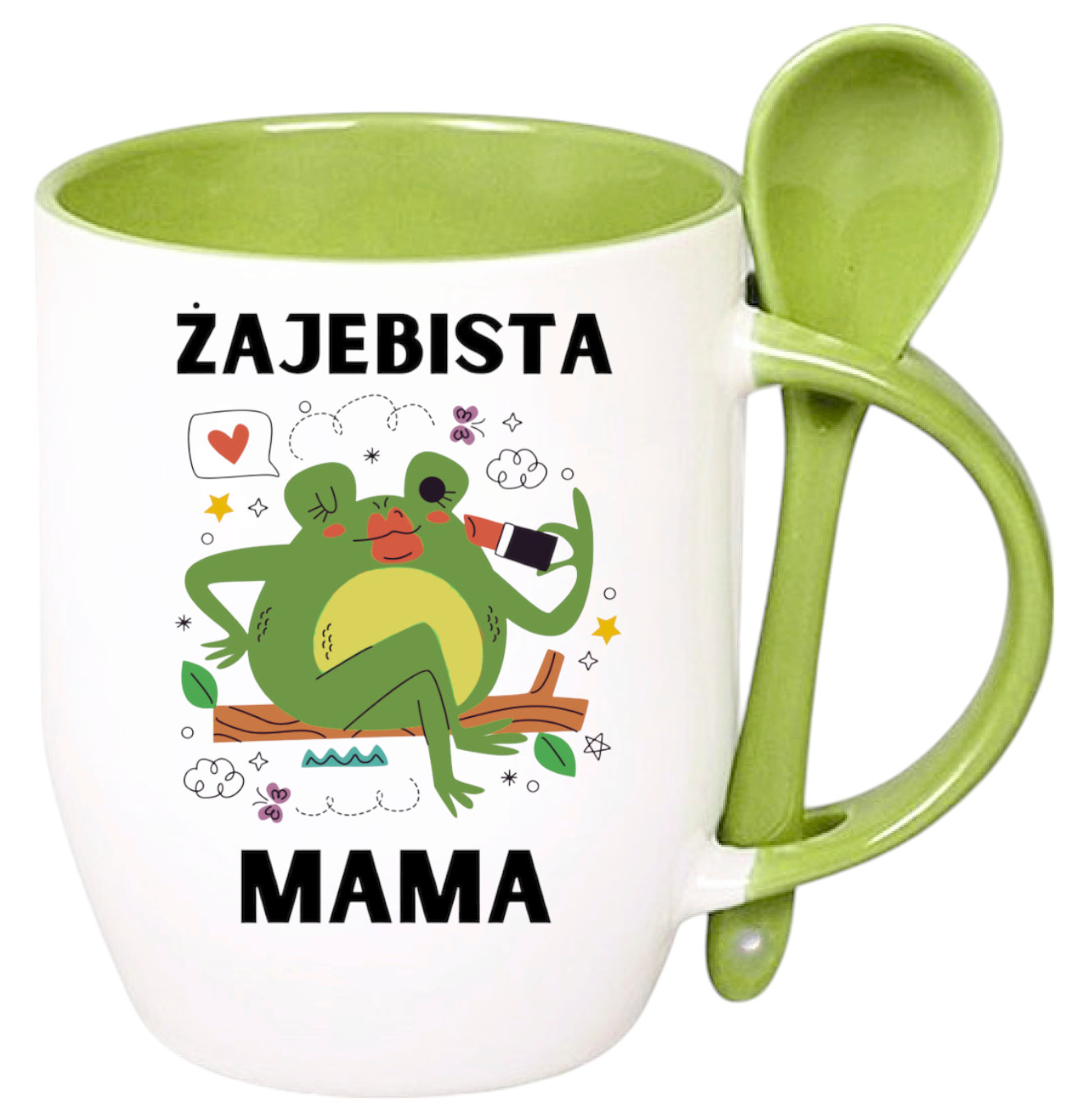 KUBEK Z ŁYŻECZKĄ PREZENT NA DZIEŃ MATKI URODZINY DLA MAMY TEŚCIOWEJ WZORY