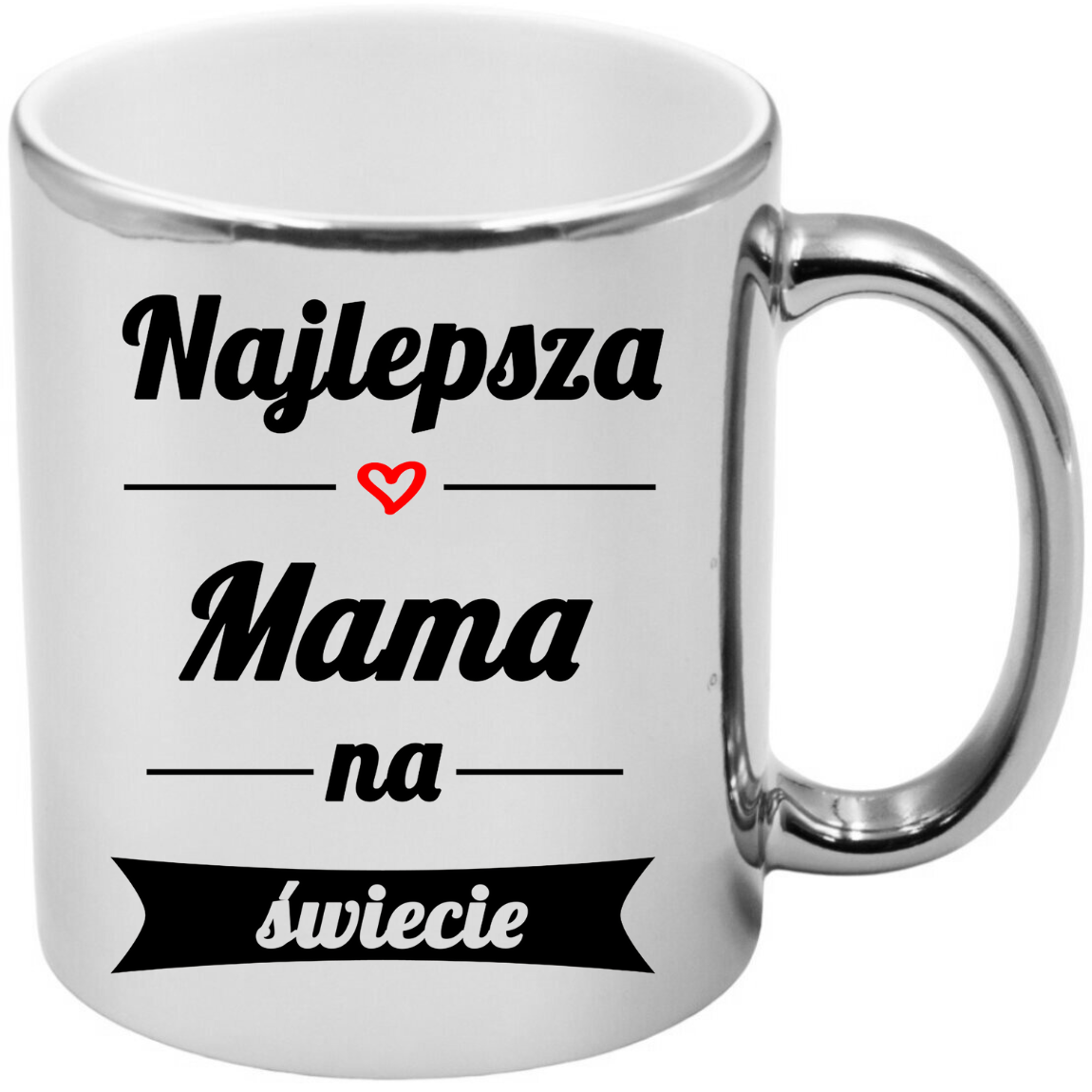 KUBEK SREBRNY PREMIUM Z NADRUKIEM DLA MAMY PREZENT DZIEŃ MATKI