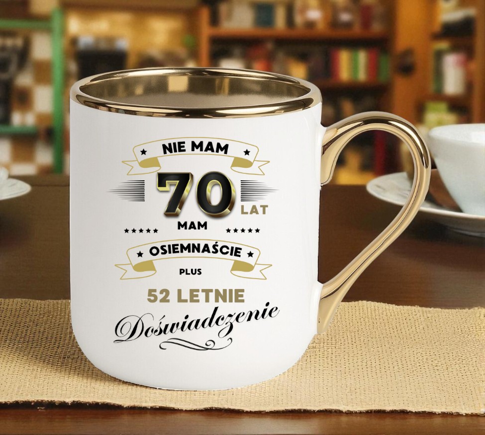 Kubek PREMIUM prezent na URODZINY 70 LAT oryginalny upominek z dedykacją