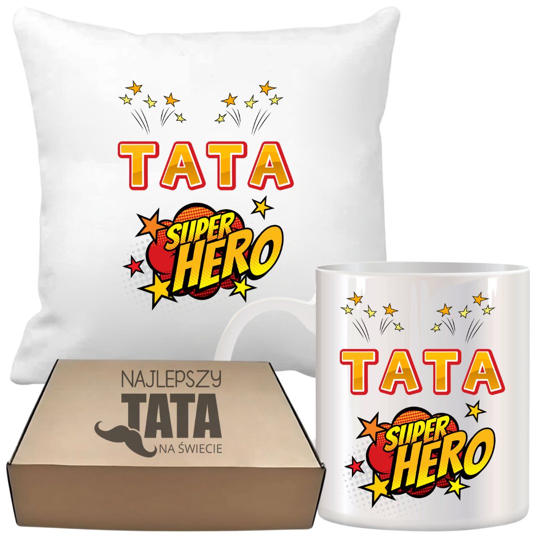 ZESTAW PODUSZKA I KUBEK ORYGINALNY PREZENT DLA TATY TEŚCIA DZIEŃ OJCA TATA