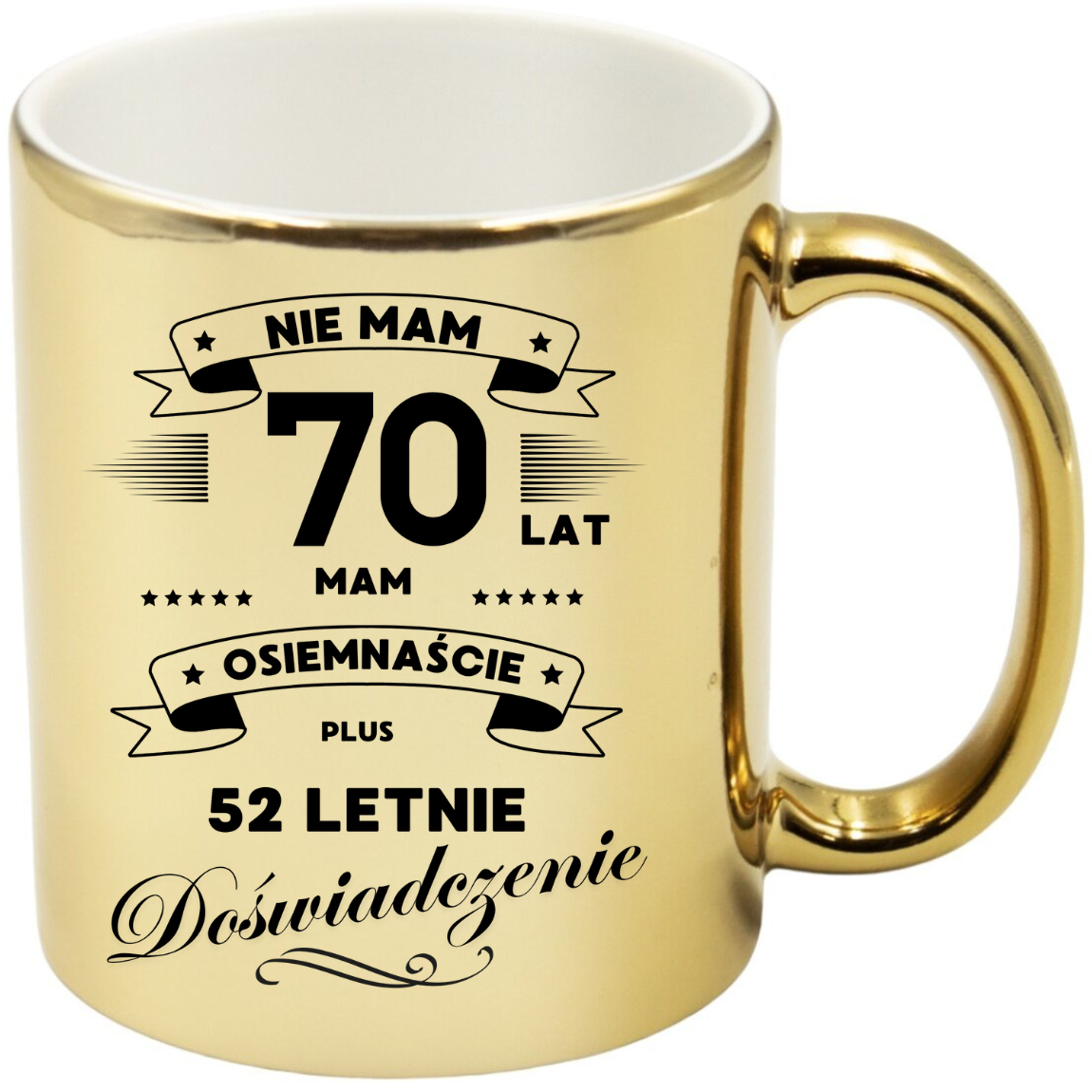 KUBEK ZŁOTY PREMIUM PREZENT NA 70 URODZINY ORYGINALNY UPOMINEK