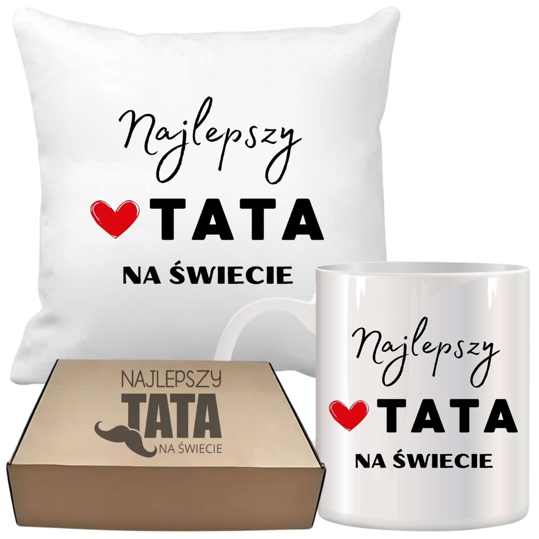 ZESTAW PODUSZKA I KUBEK ORYGINALNY PREZENT DLA TATY TEŚCIA DZIEŃ OJCA TATA