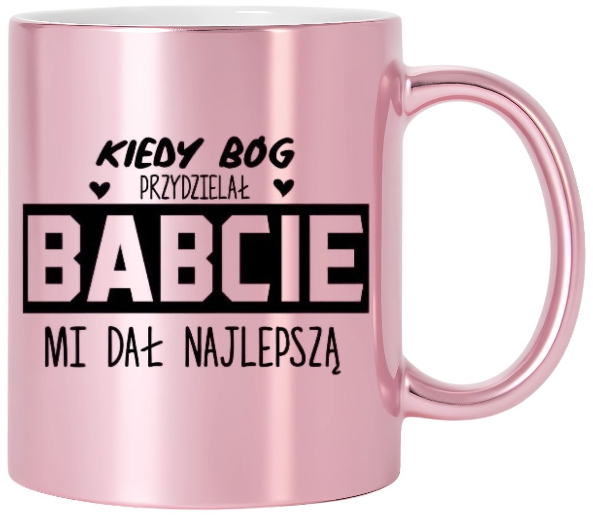 KUBEK RÓŻOWY PREMIUM Z NADRUKIEM BABCIA PREZENT DLA BABCI URODZINY IMIENINY