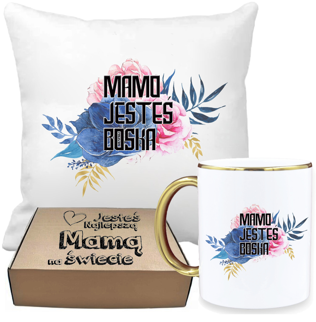 ZESTAW PREZENTOWY PODUSZKA I PIĘKNY KUBEK DLA MAMY DZIEŃ MATKI URODZINY