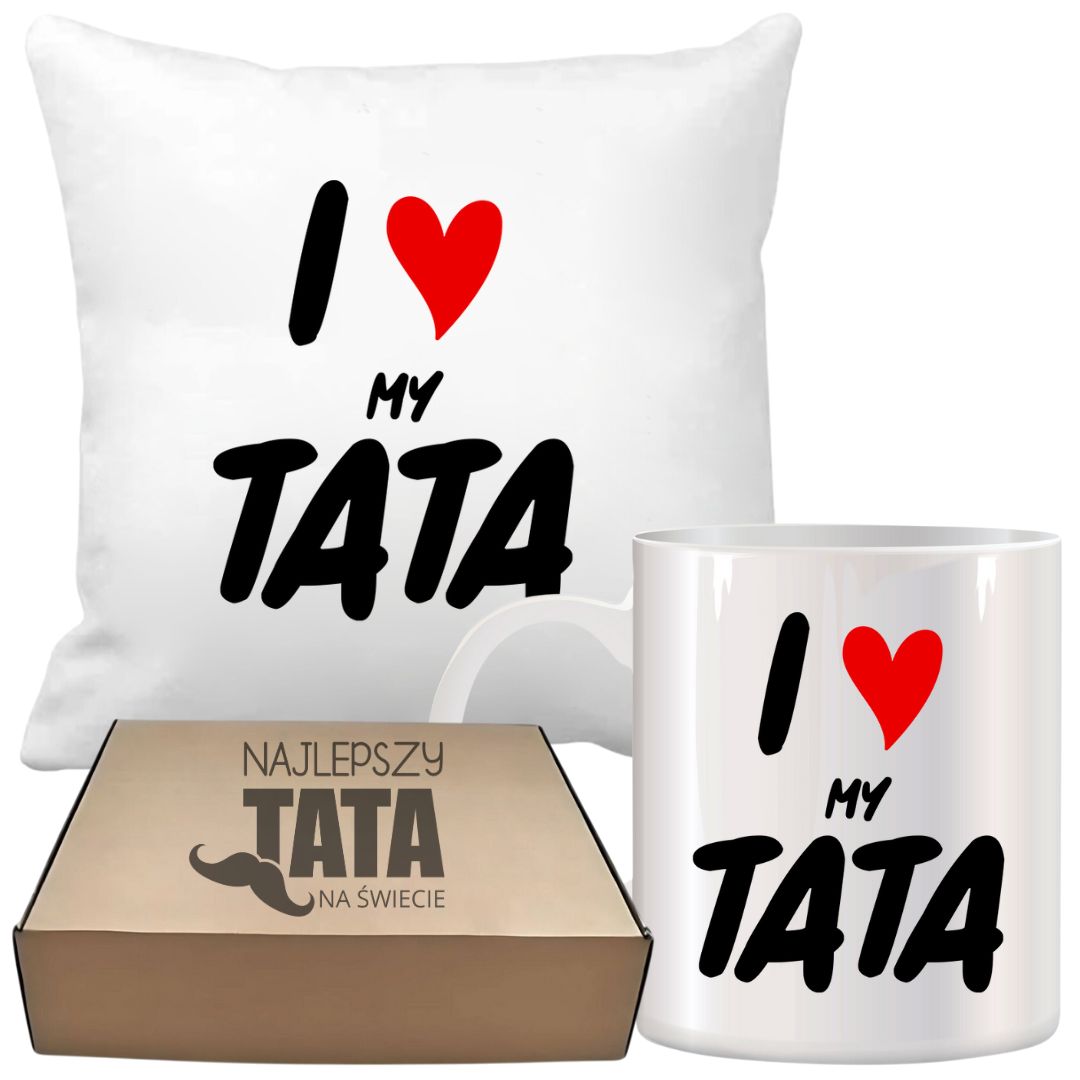 ZESTAW PODUSZKA I KUBEK ORYGINALNY PREZENT DLA TATY TEŚCIA DZIEŃ OJCA TATA